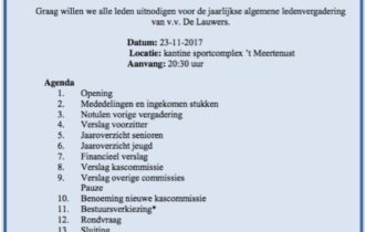 Uitnodiging algemene ledenvergadering VV de Lauwers 23 november