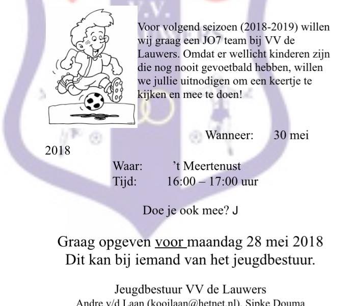 Open training voor groepen 2, 3 en 4 op 30 mei